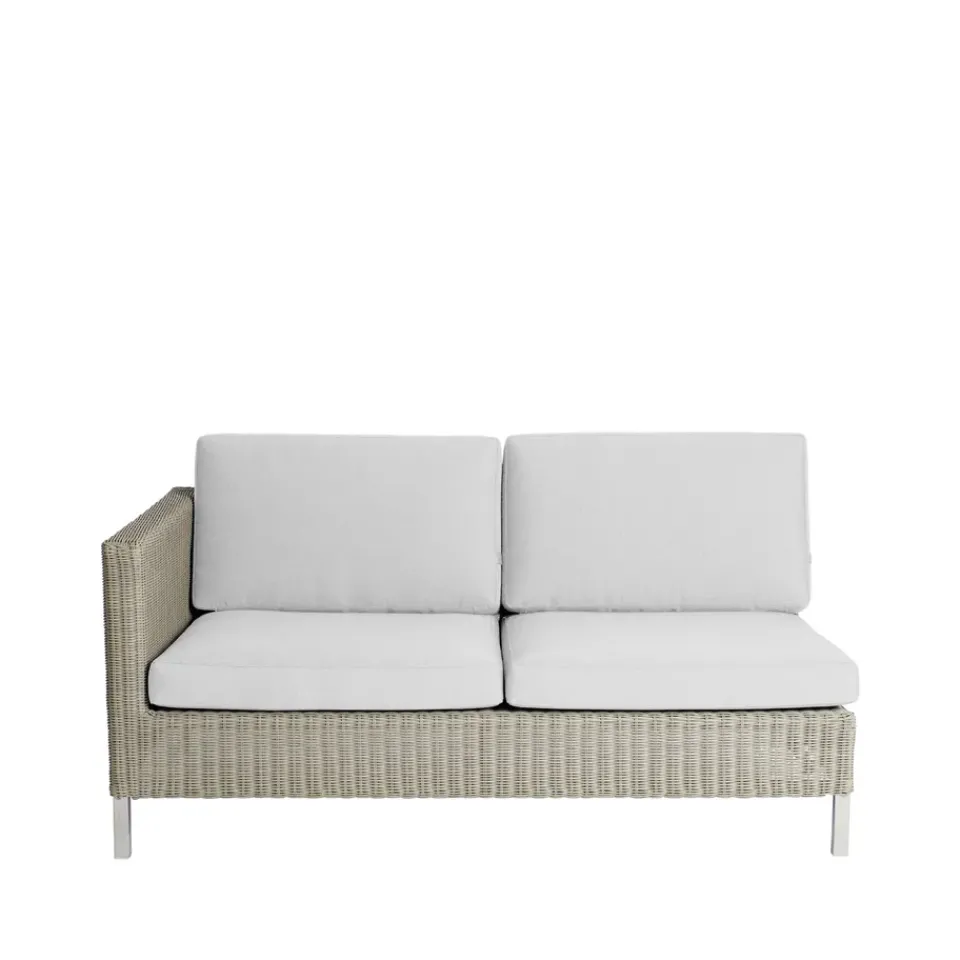 Garden Sofas & Garden Benches^Cane-line Connect modular sofa, 2-seater taupe, right, white cushions Beige