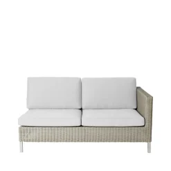 Clearance Cane-line Connect modular sofa, 2-seater taupe, left, white cushions Beige