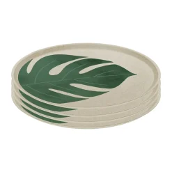 Koziol Connect plate Ø25.5 cm 4-pack, Monstera leaf Multi
