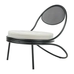 Discount GUBI Copacabana Outdoor Lounge Chair upholstered seat, Leslie stripe limonta 020- legs Black