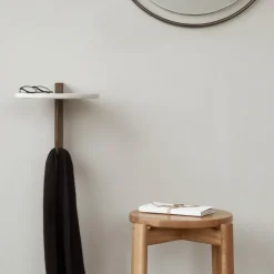 Outlet Audo Copenhagen Corbel shelf, Marble carrara, dark stained oak BrownWhite