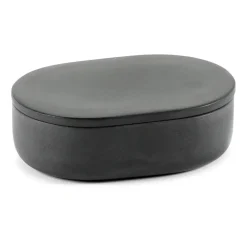 Storage Jars^Serax Cose storage jar oval with lid S 3.3x10.2 cm, Dark Grey