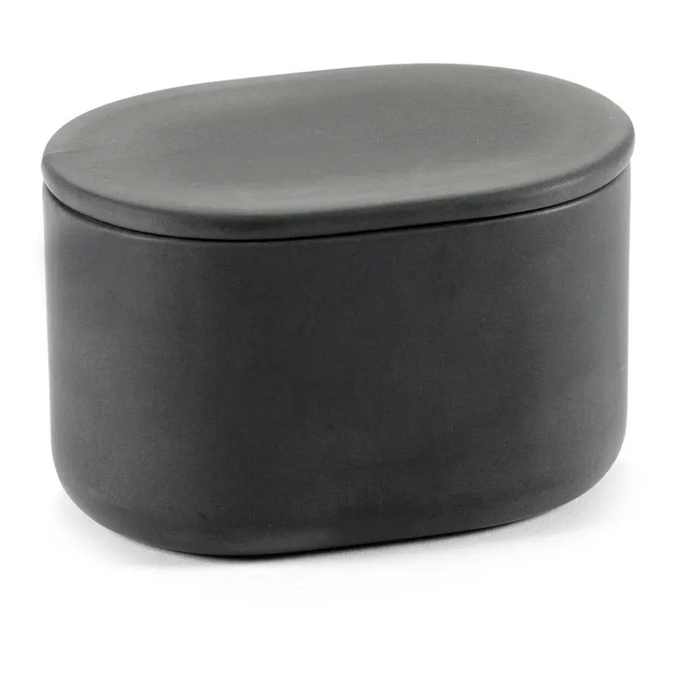 Storage Jars^Serax Cose storage jar oval with lid high S 6.5x10.2 cm, Dark Grey
