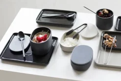 Storage Jars^Serax Cose storage jar oval with lid high S 6.5x10.2 cm, Dark Grey