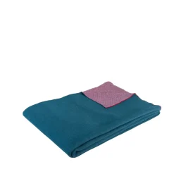 Cotton Blankets & Throws^Hübsch Cotton throw 140x200 cm, Petroleum blue-bordeaux