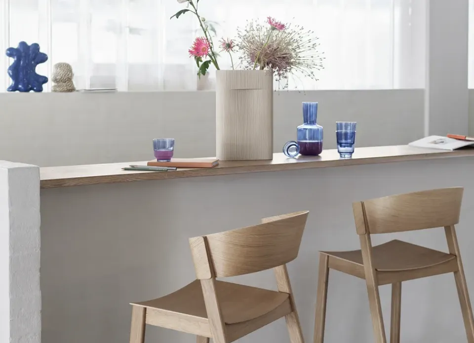 Hot Muuto Cover bar stool, Oak BeigeBrown