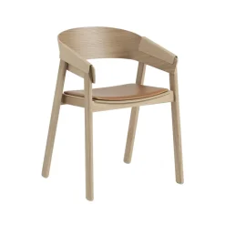 Discount Muuto Cover chair upholstered seat, Refine leather cognac-Oak Brown
