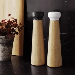 Salt & Pepper Grinders^Normann Copenhagen Craft salt mill oak-white marble, large Brown