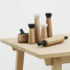 Salt & Pepper Grinders^Normann Copenhagen Craft salt mill oak-white marble, large Brown