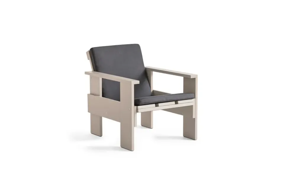 Seating^HAY Crate lounge chair lacquered pine, London fog Grey