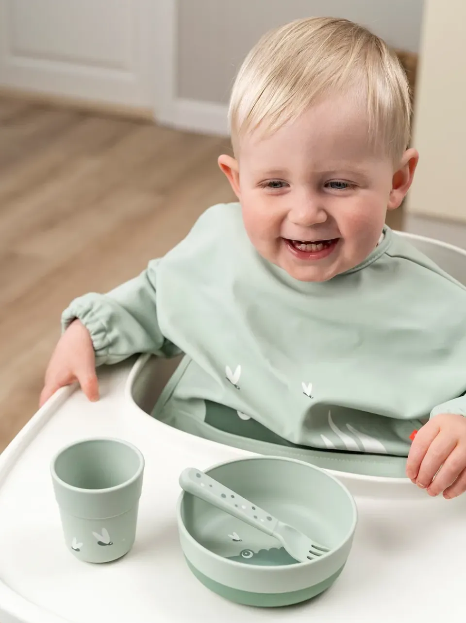 Bibs^Done by deer Croco bib with sleeves, Green