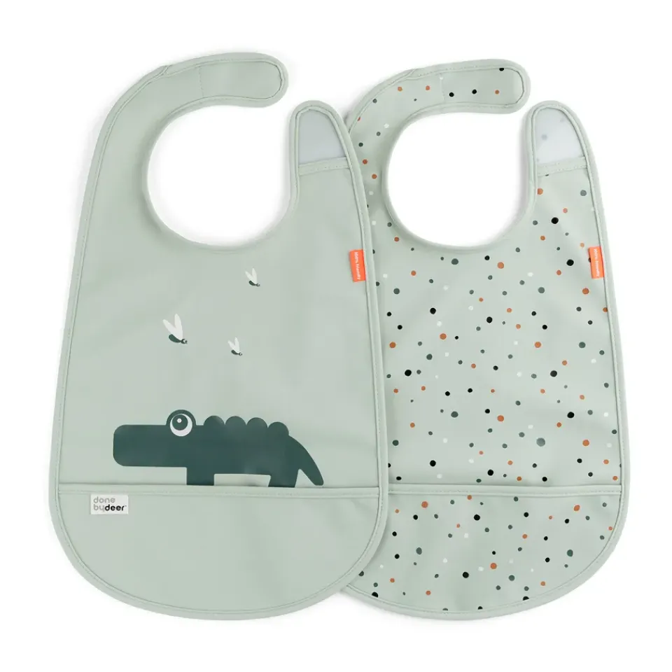 Bibs^Done by deer Croco bib with Velcro 2-pack, Green