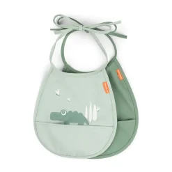 Online Done by deer Croco Tiny Bib 2-pack, Green