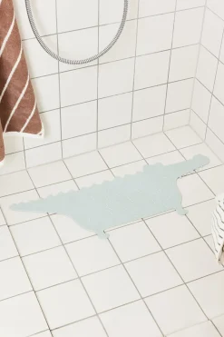 New OYOY Crocodile Gustav bath mat, Pale mint BlueGreen