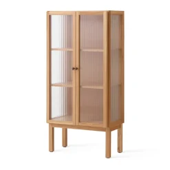 Display & Glass Cabinets|Display & Glass Cabinets^Audo Copenhagen Curiosity cabinet with glass doors 143 cm, Oak Beige