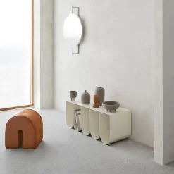 Benches^Kristina Dam Studio Curved bench, Beige