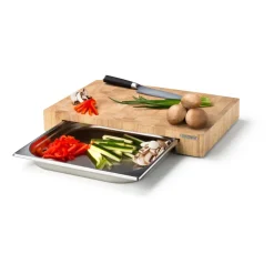 Chopping Boards^Continenta Cutting board rubber tree with 1 tray, 27x39 cm Beige