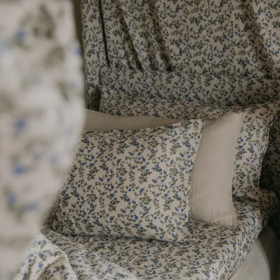 Bed Sheets^Garbo&Friends Dainty Muslin fitted sheet, 90x200x30 cm Blue