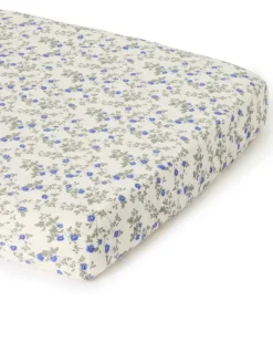 Bed Sheets^Garbo&Friends Dainty Muslin fitted sheet, 160x200x30 cm Blue