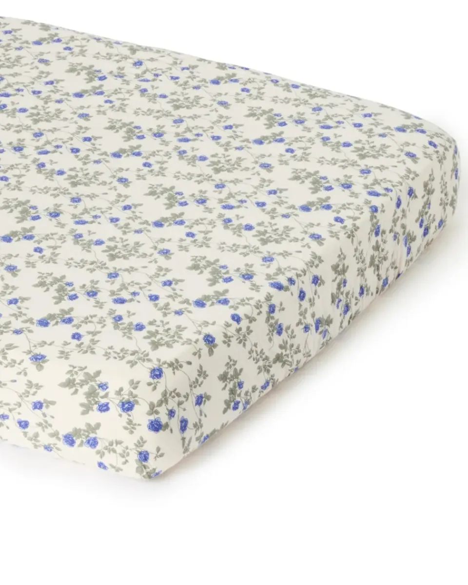 Bed Sheets^Garbo&Friends Dainty Muslin fitted sheet, 160x200x30 cm Blue