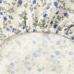 Bed Sheets^Garbo&Friends Dainty Muslin fitted sheet, 160x200x30 cm Blue