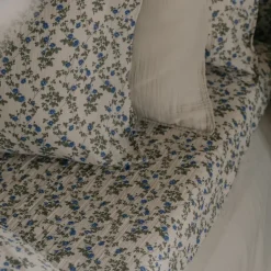 Bed Sheets^Garbo&Friends Dainty Muslin fitted sheet, 160x200x30 cm Blue