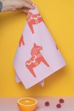 Kitchen Tea Towels^Pluto Design Dalahäst kitchen towel 50x70 cm, Pink-red PinkRed