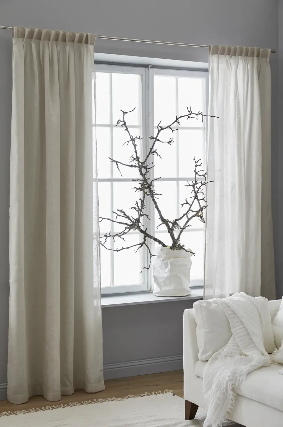 Curtains^Himla Dalsland curtain with heading tape and channel, Oatmeal Beige