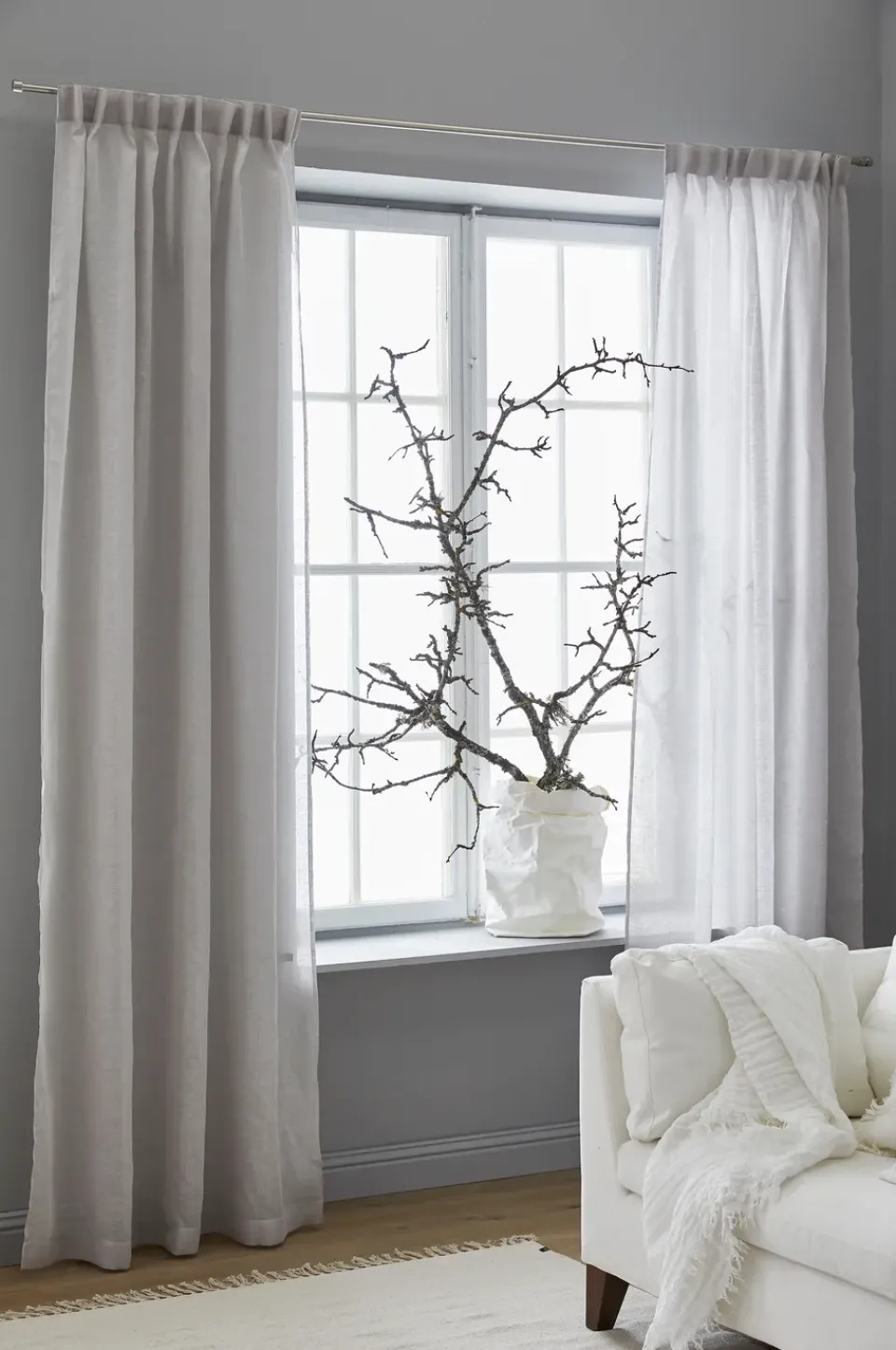 Best Himla Dalsland curtain with heading tape and channel, pearl BeigeGrey