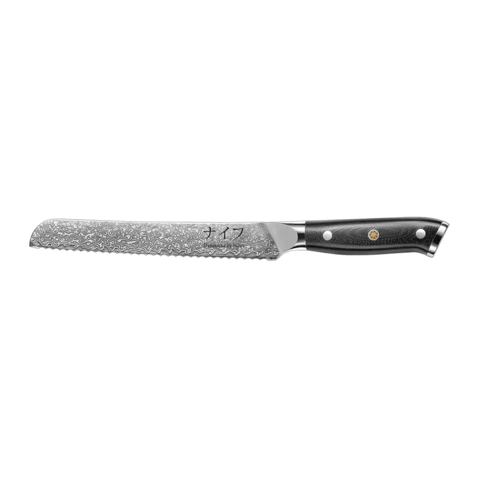 Bread Knives^Hâws Damascus by bread knife 33 cm, Black-stainless steel BlackSilver-coloured