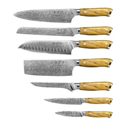 Knife Sets^Hâws Damascus by knife set 7-piece, Brown-stainless steel BrownSilver-coloured
