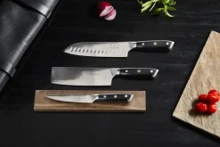 New Hâws Damascus By 3-piece knife set, Black-stainless steel BlackSilver-coloured