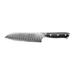 Best Hâws Damascus By santoku knife 32 cm, Black-stainless steel BlackSilver-coloured