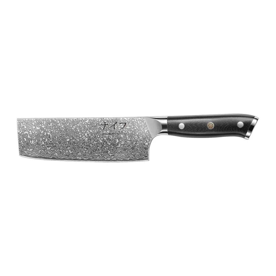 Hâws Damascus By vegetable knife 30 cm, Black-stainless steel BlackSilver-coloured
