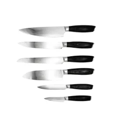 Knife Sets^Hâws Damascus knife set 6-piece, Brown-stainless steel BrownSilver-coloured
