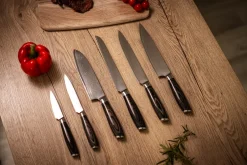 Knife Sets^Hâws Damascus knife set 6-piece, Brown-stainless steel BrownSilver-coloured