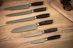 Knife Sets^Hâws Damascus knife set 6-piece, Brown-stainless steel BrownSilver-coloured