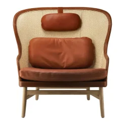 Armchairs & Footstools^Gärsnäs Dandy armchair, Oak-natural-Tärnsjö leather cognac Brown