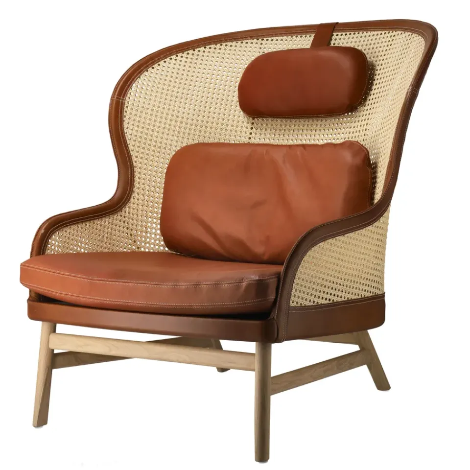 Armchairs & Footstools^Gärsnäs Dandy armchair, Oak-natural-Tärnsjö leather cognac Brown