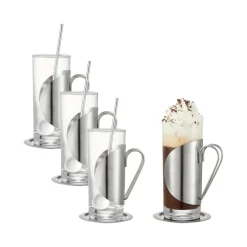 Long Drink & Highball Glasses^Dorre Darry irish coffee set, Glass-stainless steel TransparentSilver-coloured