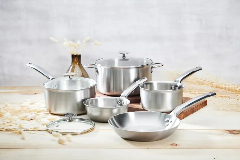 Saucepan Sets|Saucepans^De Buyer Alchimy pot set with glass lid, 8 pieces Silver-coloured