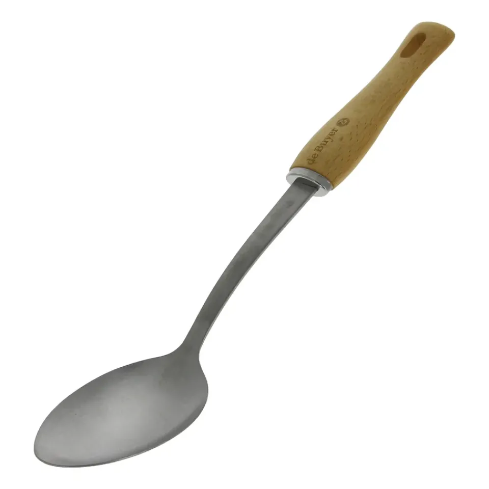 Outlet De Buyer B Bois serving spoon with wooden handle, Stainless steel GreyBeige