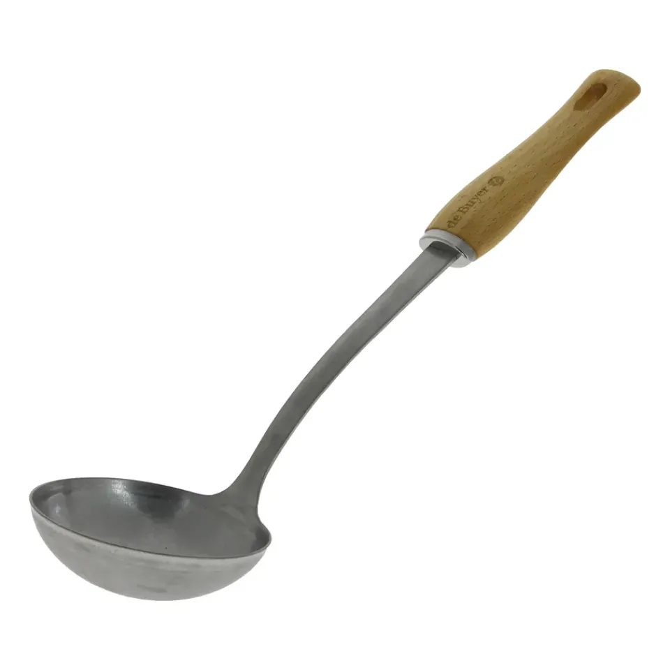 Online De Buyer B Bois soup ladle with wooden handle, Stainless steel GreyBeige