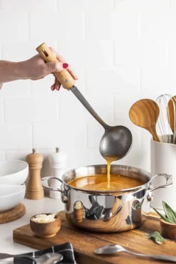 Online De Buyer B Bois soup ladle with wooden handle, Stainless steel GreyBeige