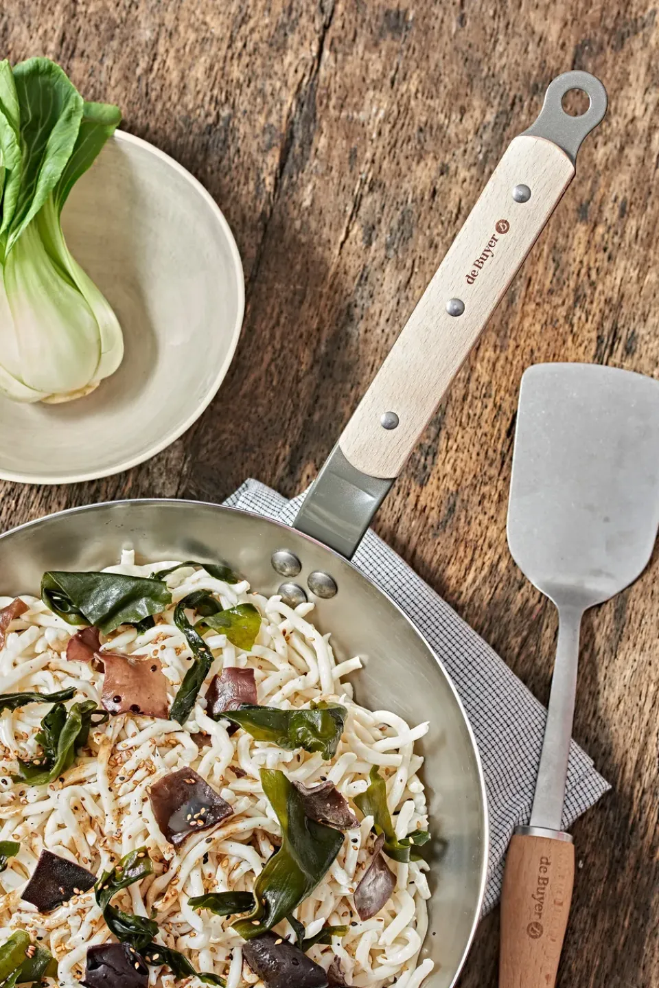 Fish Slices & Spatulas^De Buyer B Bois spatula with wooden handle, Stainless steel GreyBeige