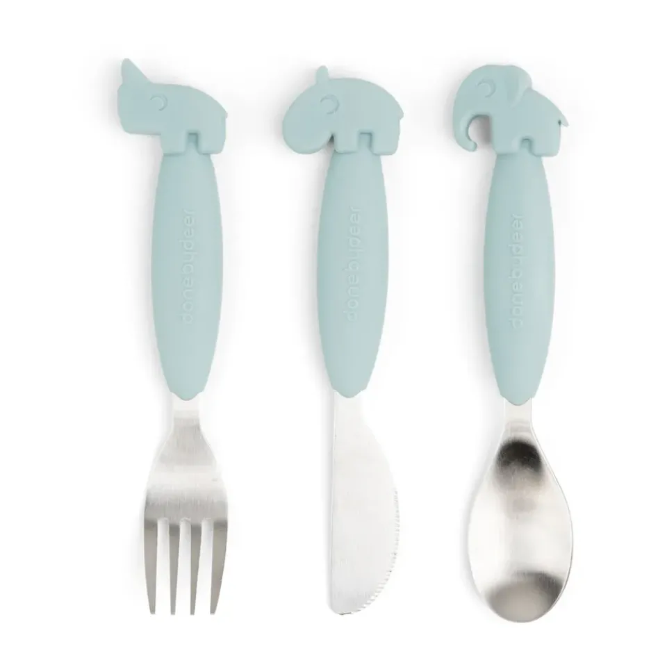 Children's Cutlery^Done by deer Deer Friends Easy-grip cutlery set 3 pieces, Blue