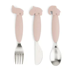 Children's Cutlery^Done by deer Deer Friends Easy-grip cutlery set 3 pieces, Powder Beige
