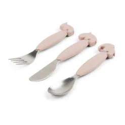 Children's Cutlery^Done by deer Deer Friends Easy-grip cutlery set 3 pieces, Powder Beige
