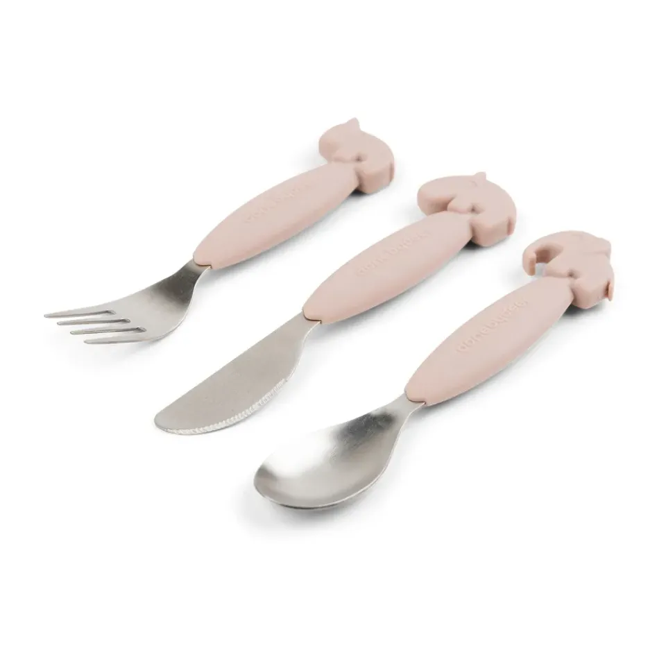 Children's Cutlery^Done by deer Deer Friends Easy-grip cutlery set 3 pieces, Powder Beige