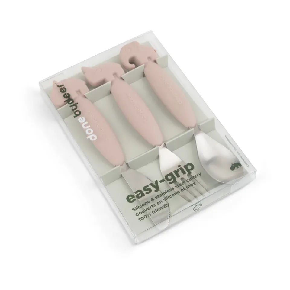 Children's Cutlery^Done by deer Deer Friends Easy-grip cutlery set 3 pieces, Powder Beige